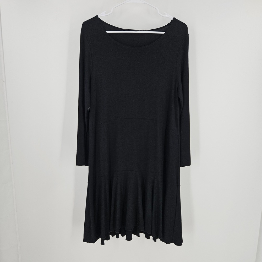 Ritva Falla Tunic Dress Black Lagenlook Marimekko Art to Wear Flounce Stretch M